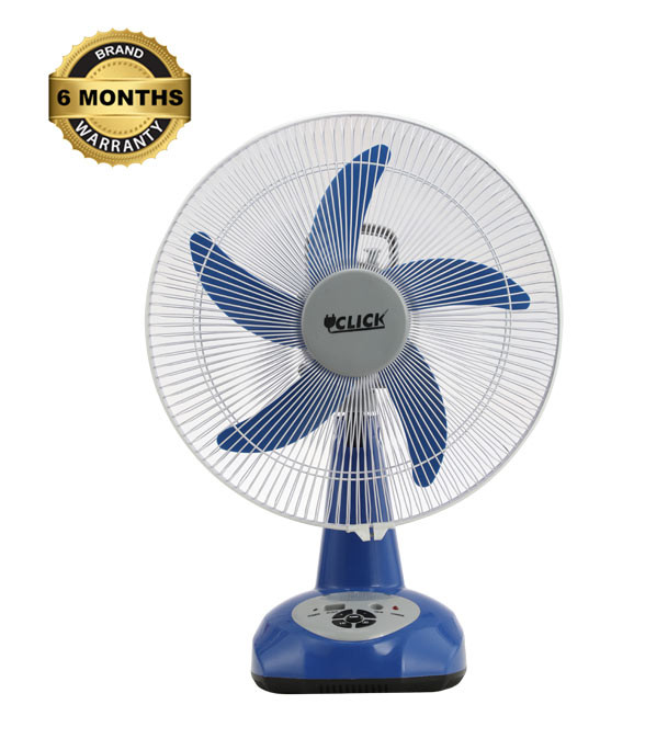 Click Rechargeable Table Fan Blue With Usb Charging System